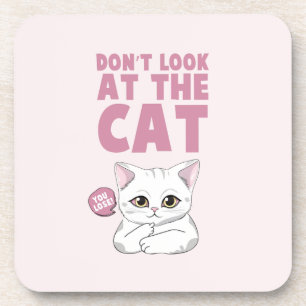 Porta-copo Não olhe para o gato - Gato Branco Engraçado