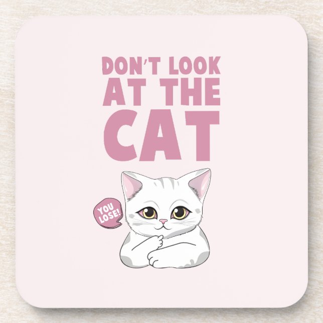 Porta-copo Não olhe para o gato - Gato Branco Engraçado (Frente)