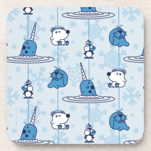 Porta-copo Narwhal Blue Snowflake Pattern