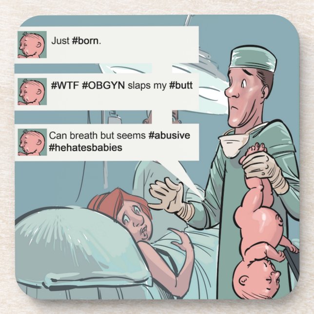 Porta-copo Nascido Para Tweets Engraçados Cartoon (Frente)