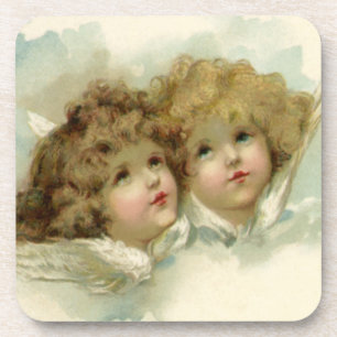 Porta-copo Natais vintages, anjos vitorianos nas nuvens