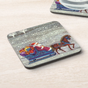 Porta-copo natais vintages, Cavalo de Papai Noel Aberto