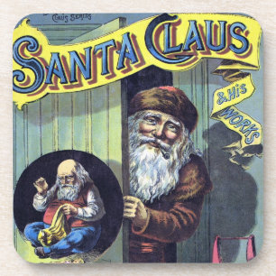 Porta-copo natais vintages, Papai Noel e seu Livro de Trabalh