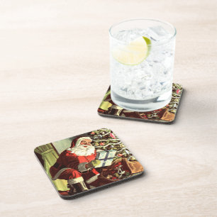 Porta-copo Natais vintages, Retro Papai Noel com Presentes