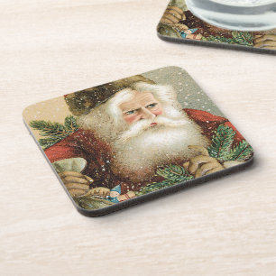 Porta-copo Natal Antigo, Papai Noel Vitoriano com Pinheiro