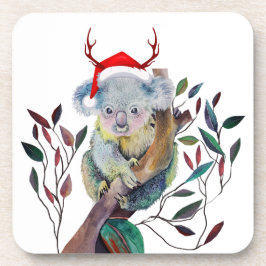 Porta-copo Natal australiano Koala Santa Hat Red Green