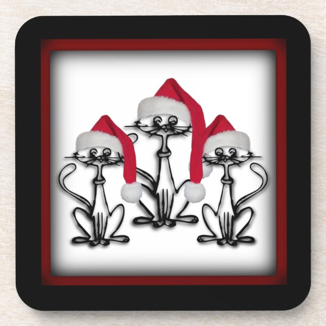 Porta-copo Natal Caroling Cats Joyous Divertido (Frente)