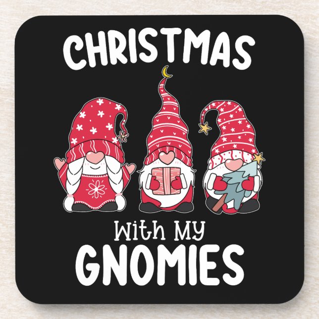 Porta-copo Natal Com Meus Gnomos Gnome de Feriado (Frente)