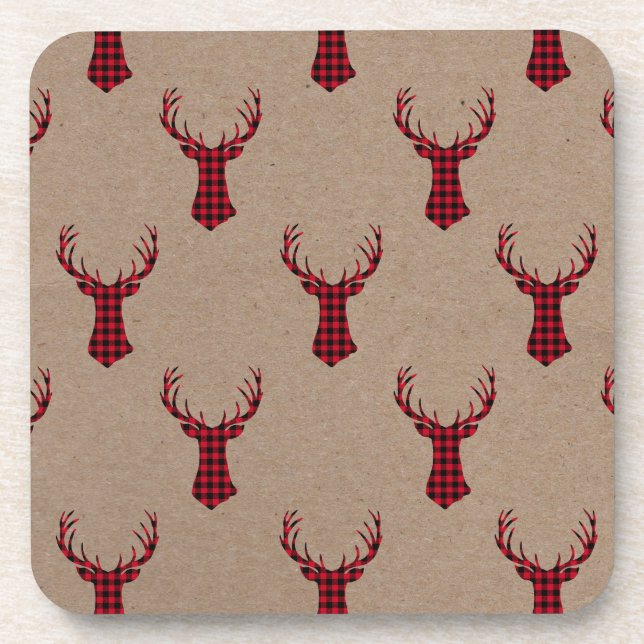 Porta-copo Natal da Xadrez Cozy Deer Kraft (Frente)