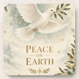 Porta-copo Natal Elegante da Pomba, Paz na Terra estilo Branc