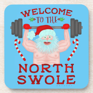 Porta-copo Natal Engraçado Noel Claus Swole