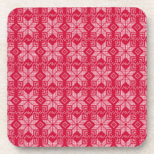 Porta-copo Natal, Escandinávia, vermelho, branco, flocos de