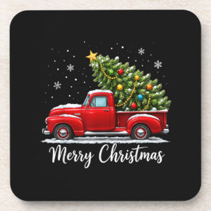 Porta-copo Natal Feliz Natal Caminhão Vermelho Árvore Homens