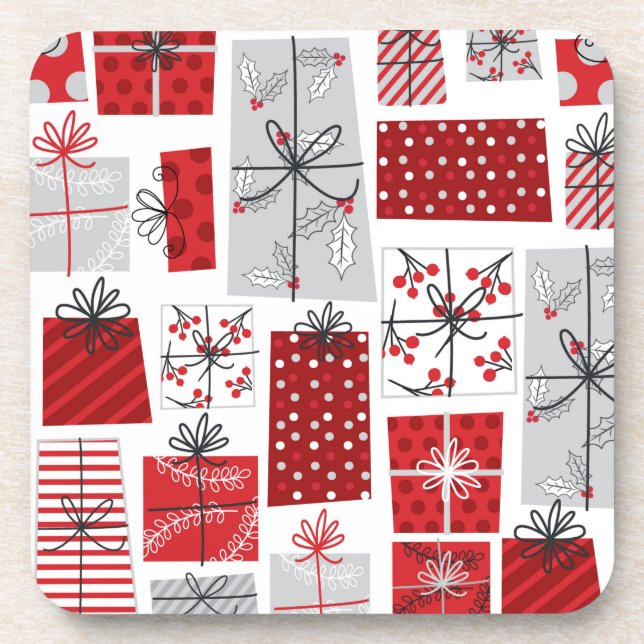 Porta-copo Natal Férias Red Silver Modern Dons Festivos (Frente)