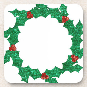 Porta-copo natal holly wreath