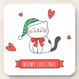 Porta-copo Natal Minimalista Gatinho do Papai Noel Meowy Chri