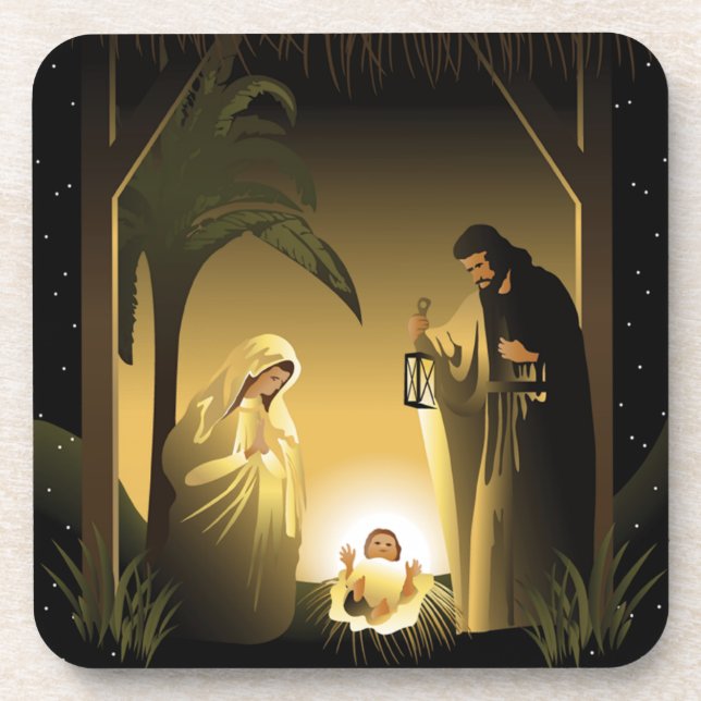 Porta-copo Natal Natal Maria, José e Jesus Bebê (Frente)