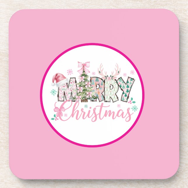 Porta-copo Natal Rosa  (Frente)