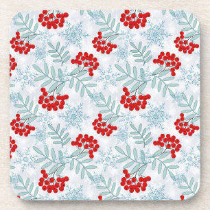 Porta-copo Natal, Rowan, vermelho, branco, flocos de neve, Ro