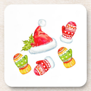 Porta-copo Natal Santa Hat, Flocos de neve e Mitten