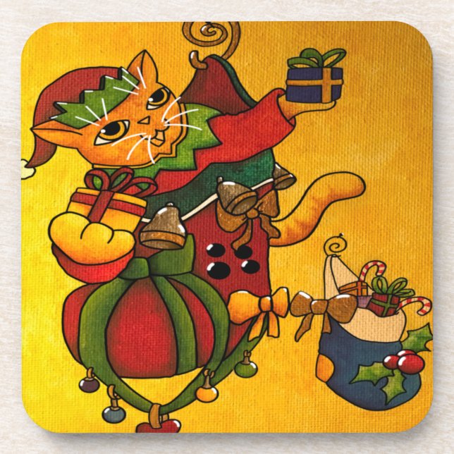 Porta-copo Natal Stocks Kitty Cat v2 (Frente)