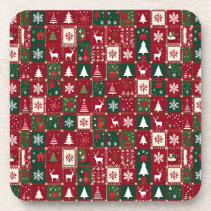 Porta-copo Natal Vermelho Grade Design Festivo de Férias