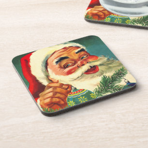 Porta-copo Natal Vintage, Alegre Papai Noel dos Anos 50
