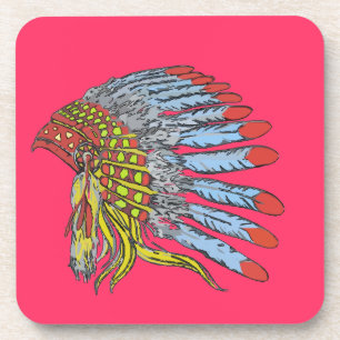 Porta-copo Native American Headdress, adicione texto