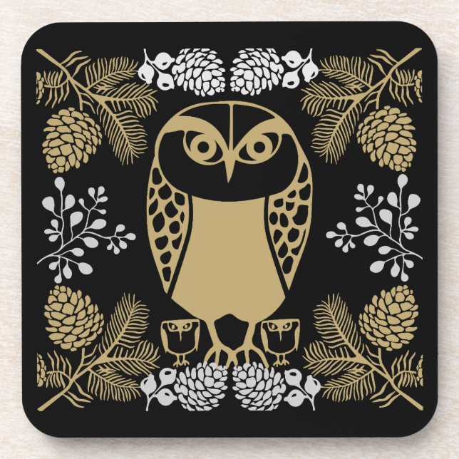 Porta-copo Nature Owl Folk Art (Frente)