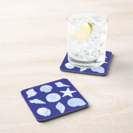 Porta-copo nautical blue coasters with seashells