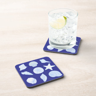 Porta-copo nautical blue coasters with seashells