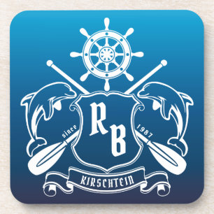 Porta-copo Náutico dos Golfinhos da Marinha Helm Oars Shield