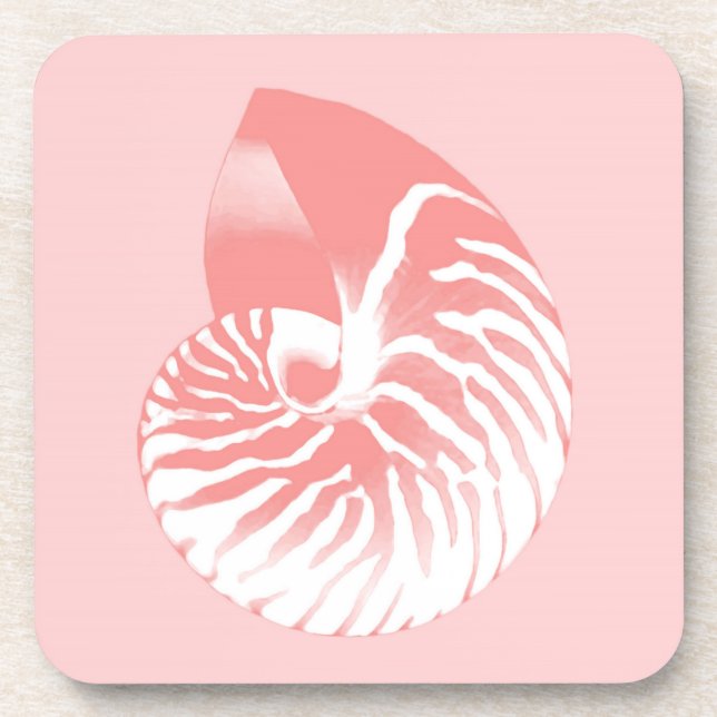 Porta-copo Nautilus - coral rosa e branco (Frente)