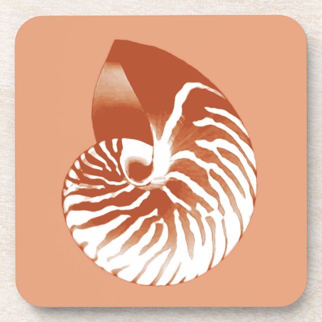 Porta-copo Nautilus shell - terracotta e branco (Frente)