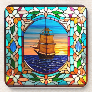 Porta-copo Navio à Vela ao Pôr do Sol
