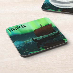 Porta-copo Navio e aurora boreal de Viking