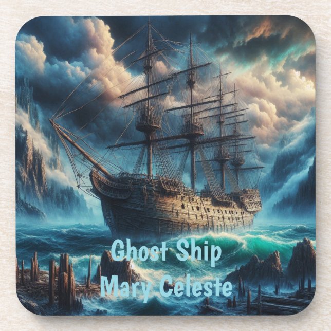 Porta-copo Navio Fantasma Mary Celeste Assombrando Mistério M (Frente)