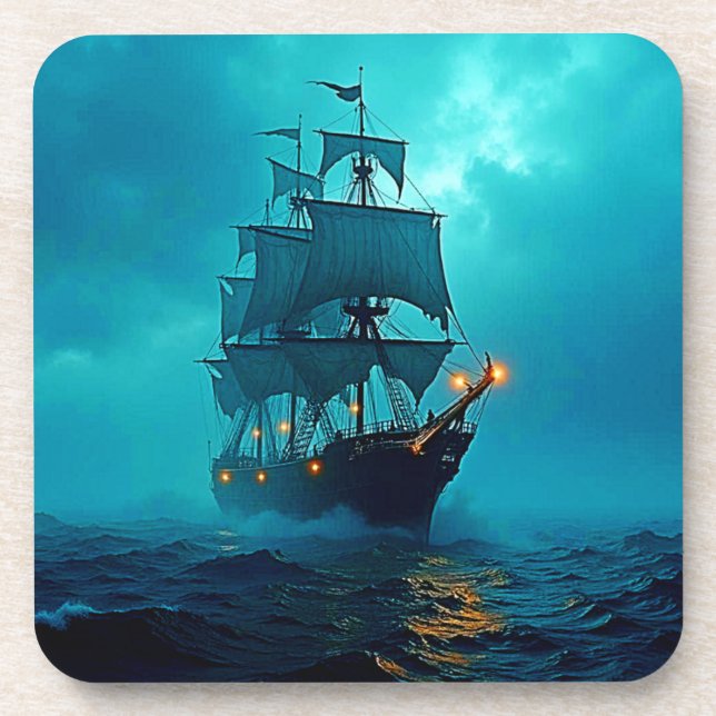 Porta-copo Navio Fantasma na Design do Stormy Seas (Frente)