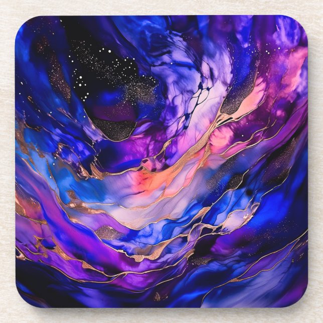 Porta-copo Nebulosa do Espaço Roxo na Tinta Álcool (Frente)