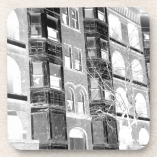 Porta-copo Negativo velho dos prédios de apartamentos B/W