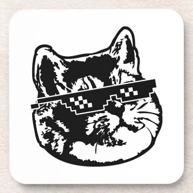 Porta-copo Negócio com ele gato Meme dos vidros (Frente)