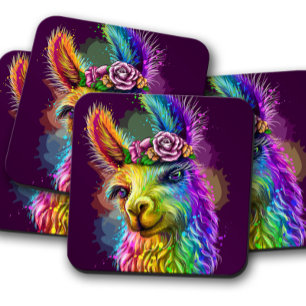 Porta-copo Neon Alpaca Animal   Conjunto de Portas copos Alpa