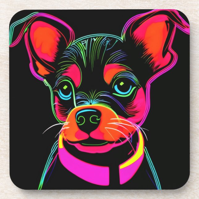 Porta-copo Neon Canine Puppy Art (Frente)