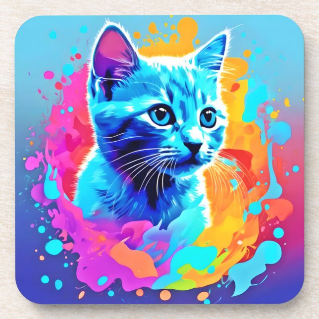Porta-copo Neon Cat no Splatter (Frente)