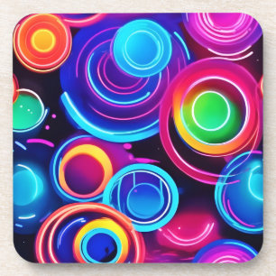 Porta-copo Neon Circles Abstrato Art