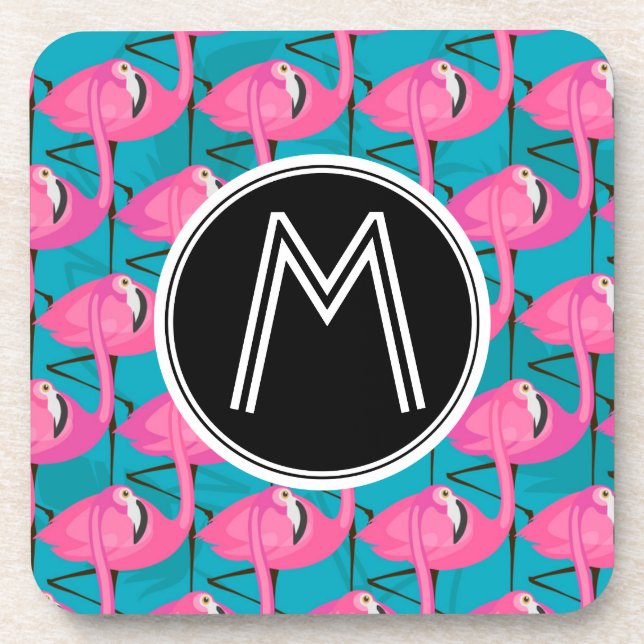 Porta-copo Neon Flamingos| Adicione Seu Inicial (Frente)
