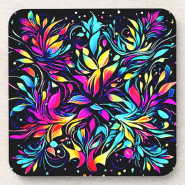 Porta-copo Neon Floral Burst Art