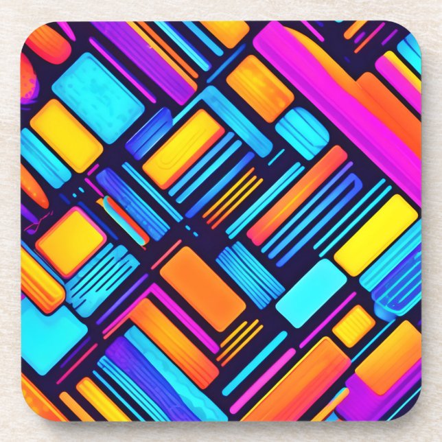 Porta-copo Neon Geométrico Abstrato (Frente)