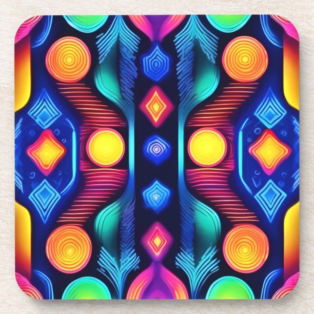 Porta-copo Neon Geométrico Mandala Art (Frente)