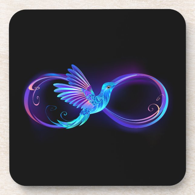 Porta-copo Neon Infinity Symbol with Glowing Hummingbird (Frente)
